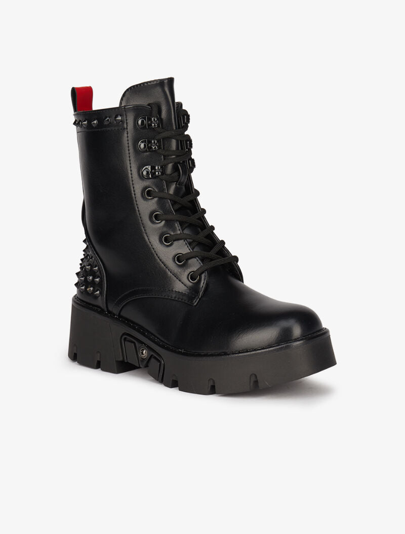 Boots cloutées à talons compensés - Noir - 5