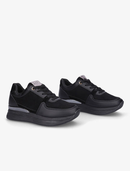 Baskets en suédine à languette irisée - Noir - 4