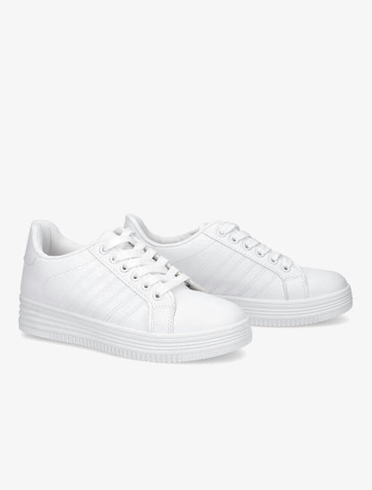 Tennis unis en simili - Blanc - 4