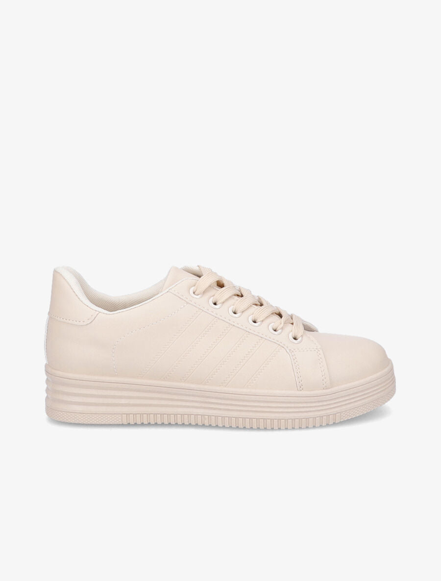 Tennis unis en simili - Beige - 5