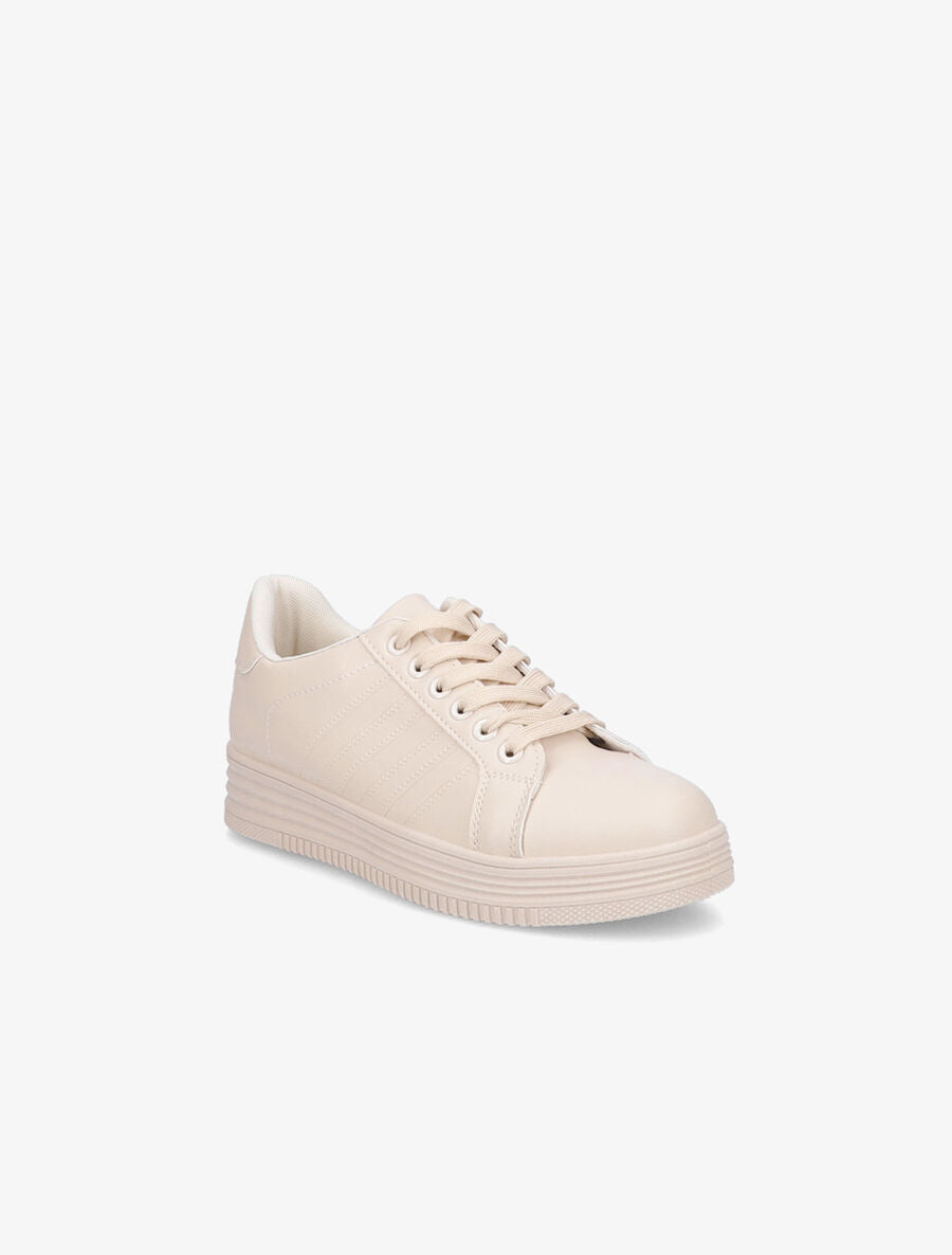 Tennis unis en simili - Beige - 2