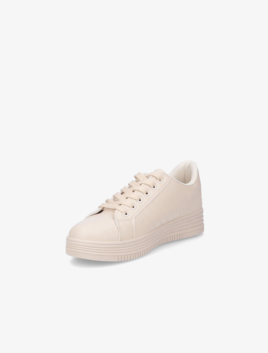 Tennis unis en simili - Beige - 3