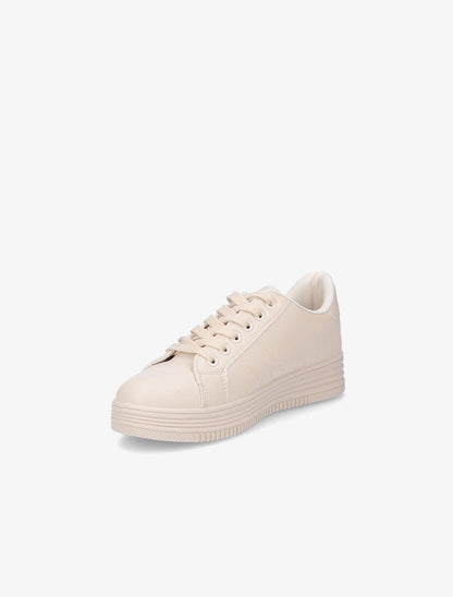Tennis unis en simili - Beige - 3