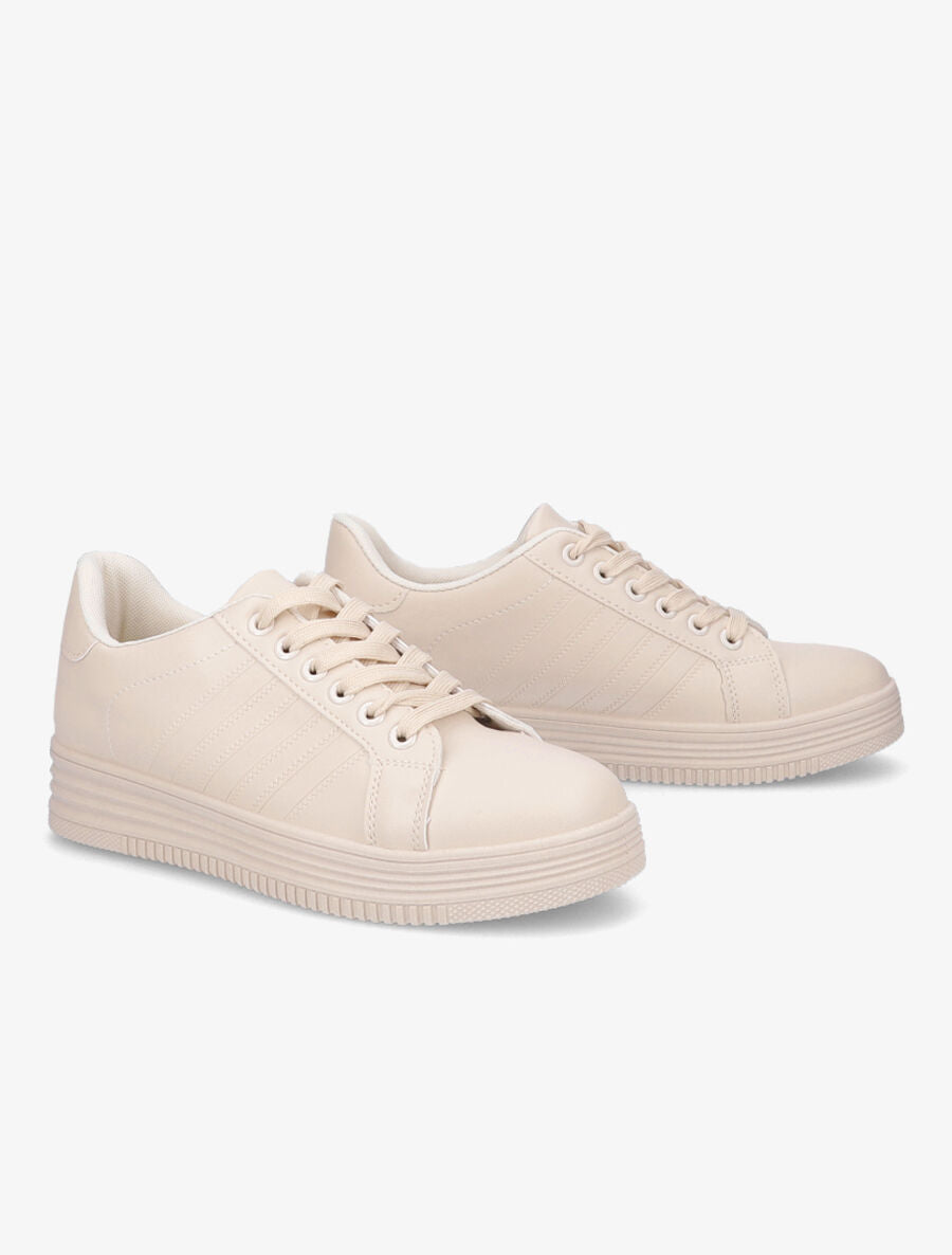 Tennis unis en simili - Beige - 4