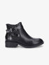 Bottines à contrefort et sangle croco - Noir - 5