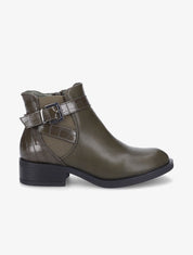 Bottines à contrefort et sangle croco - Kaki - 5