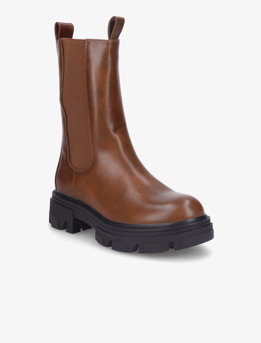 Boots montantes à semelle crantée - Camel - 2