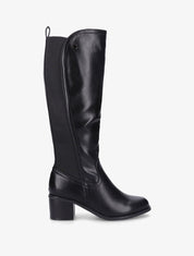 Bottes élastiquées en simili - Noir - 5
