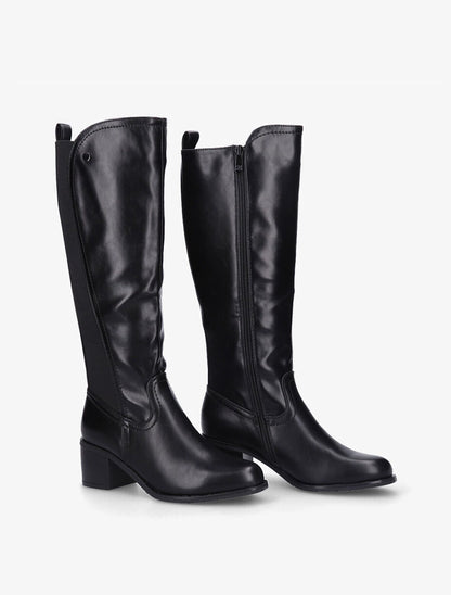 Bottes élastiquées en simili - Noir - 4