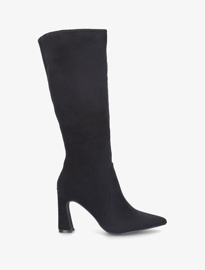 Bottes en suédine et talon haut - Noir - 5