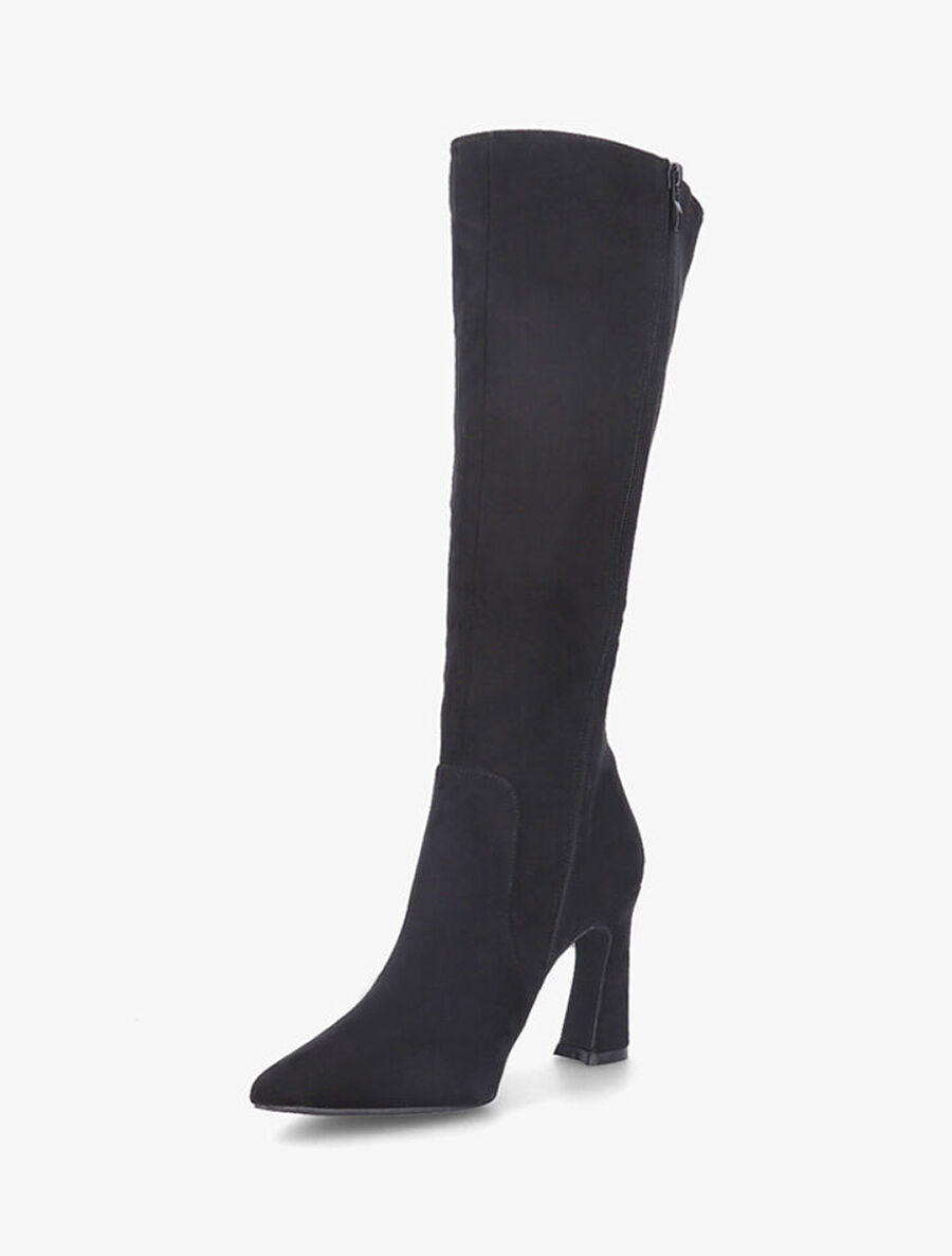 Bottes en suédine et talon haut - Noir - 3