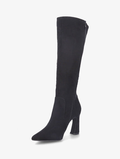 Bottes en suédine et talon haut - Noir - 3