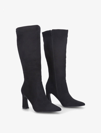 Bottes en suédine et talon haut - Noir - 4