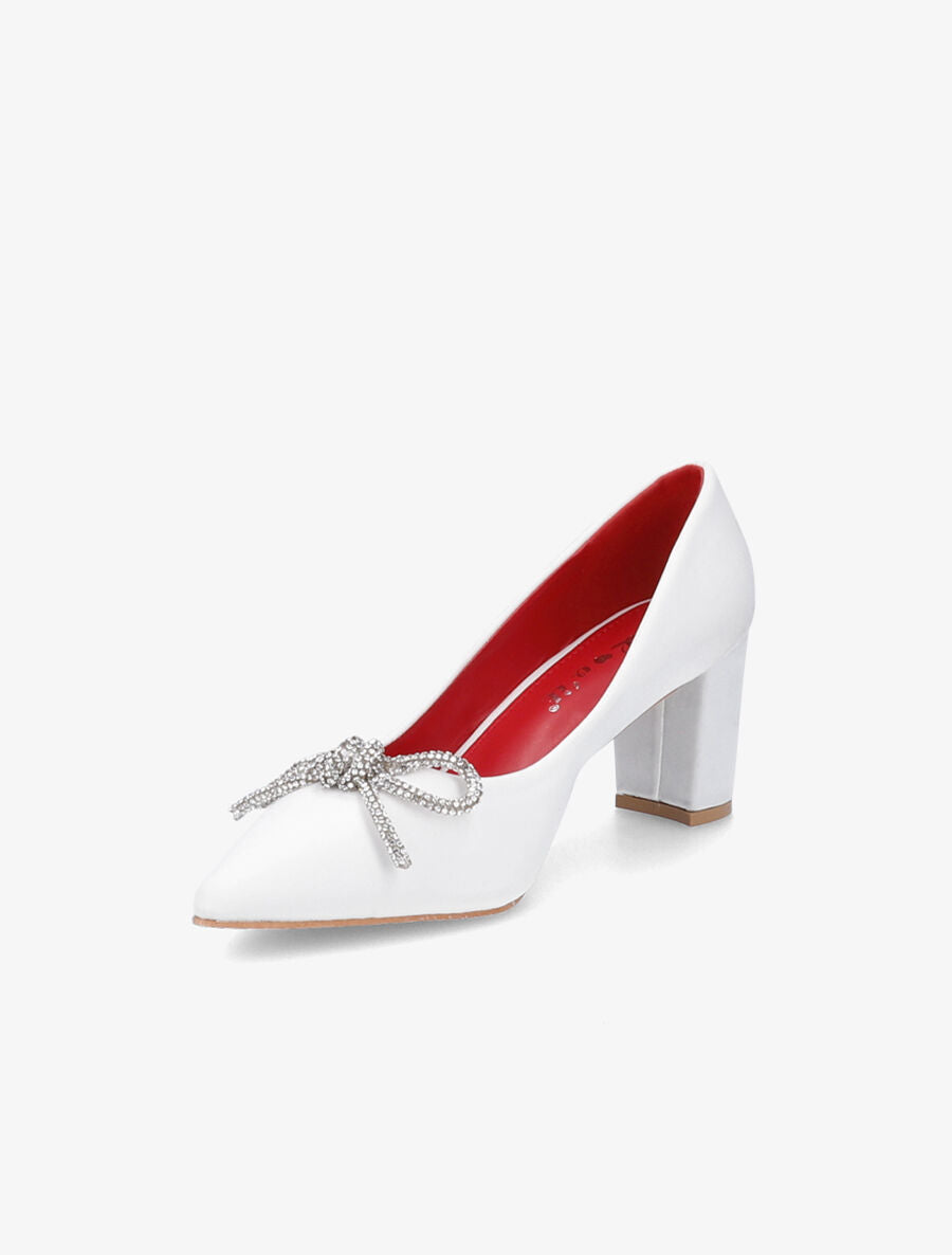 Escarpins à noeud en strass - Blanc - 3