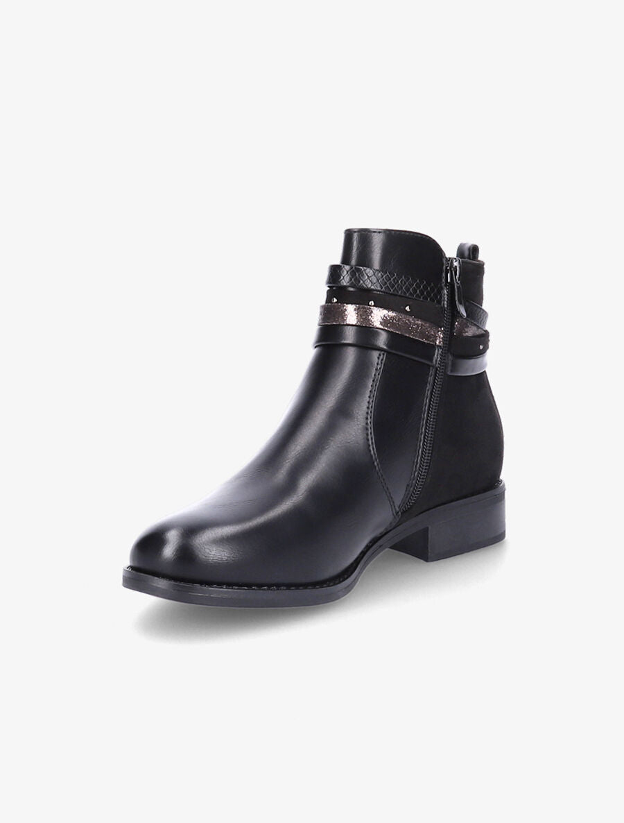 Bottines bi-matière et multi-lanières - Noir - 3