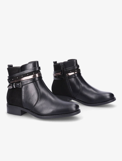Bottines bi-matière et multi-lanières - Noir - 4