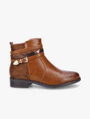 Bottines bi-matière et multi-lanières - Camel - 5