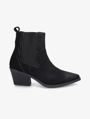 Bottines à talon style santiags - Noir - 1