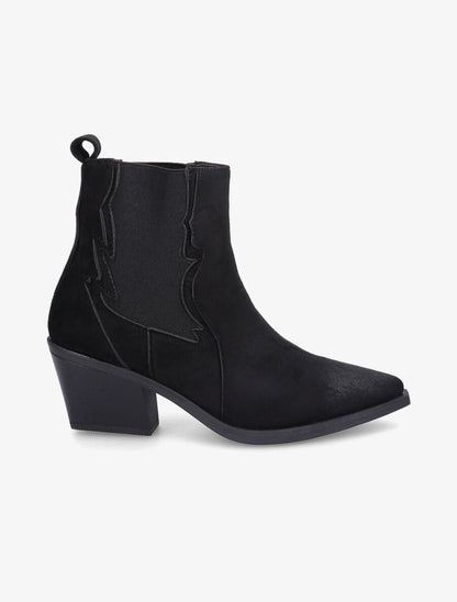 Bottines à talon style santiags - Noir - 1