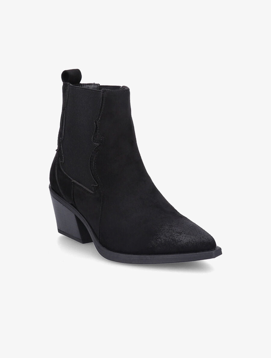 Bottines à talon style santiags - Noir - 2