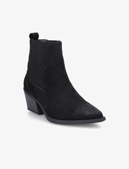 Bottines à talon style santiags - Noir - 2