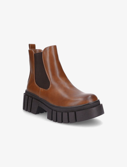 Bottines à semelle plateforme crantée - Camel - 2