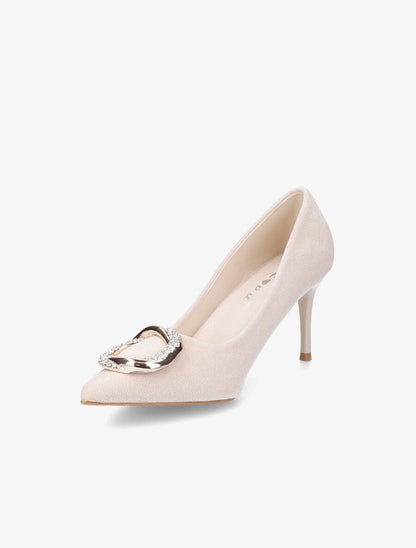 Escarpins en suédine à boucle - Beige - 3