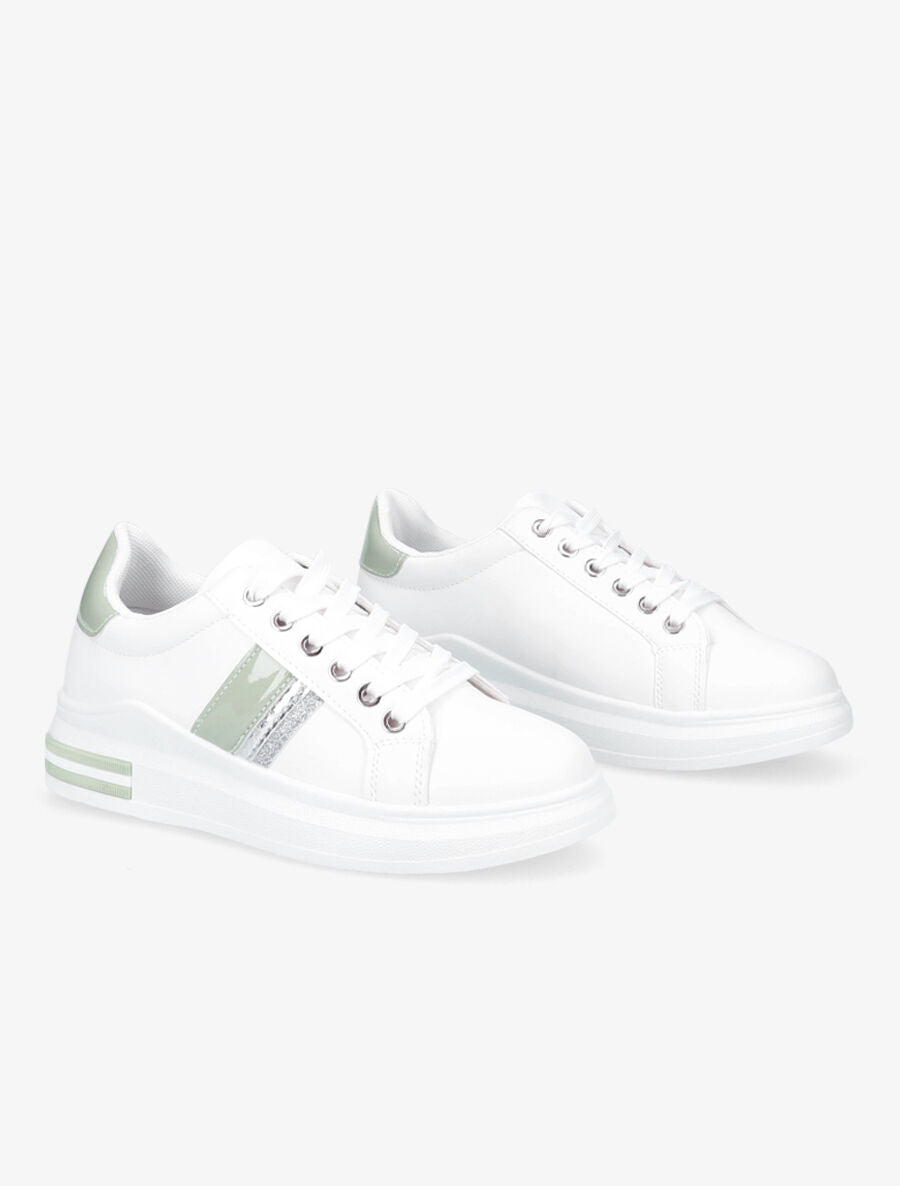 Tennis en simili à ornement pailleté - Blanc/vert - 4