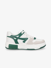 Sneakers en simili à bandes contrastantes - Vert - 1