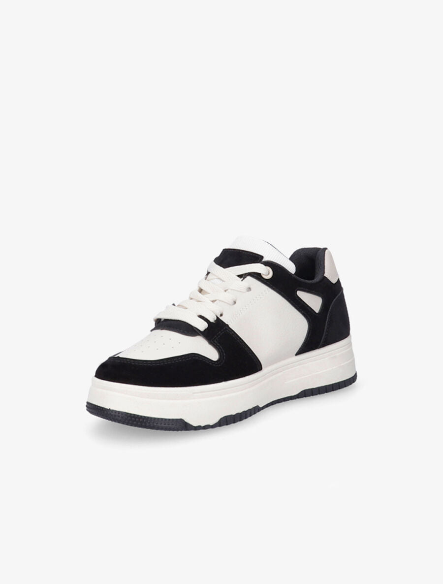 Sneakers en simili à bandes contrastantes - Noir - 3