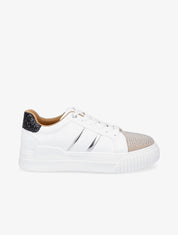 Sneakers en simili à strass et paillettes - Blanc/noir - 1