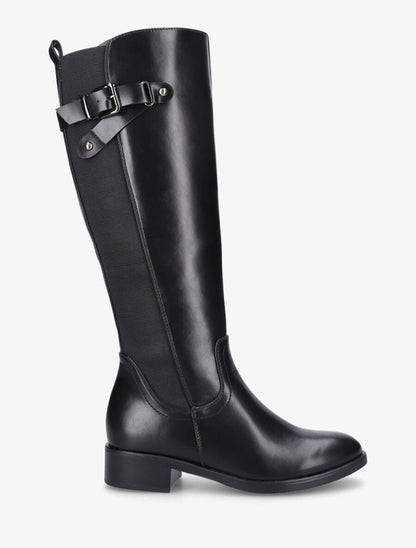 Bottes élastiquées en simili à sangles - Noir - 1