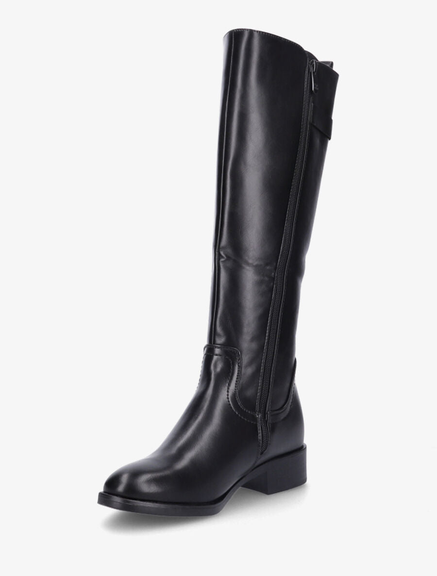 Bottes élastiquées en simili à sangles - Noir - 3