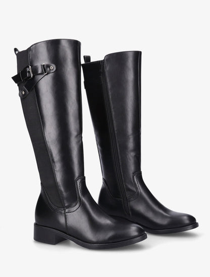 Bottes élastiquées en simili à sangles - Noir - 4