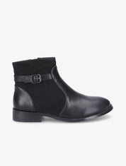 Bottines plates en simili et suédine - Noir - 5