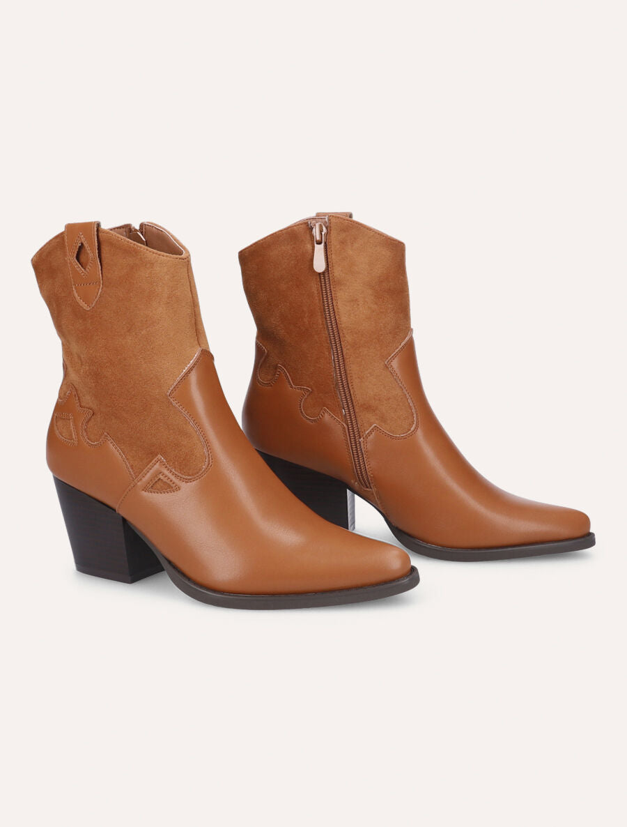 Santiags bi-matière - Camel - 4