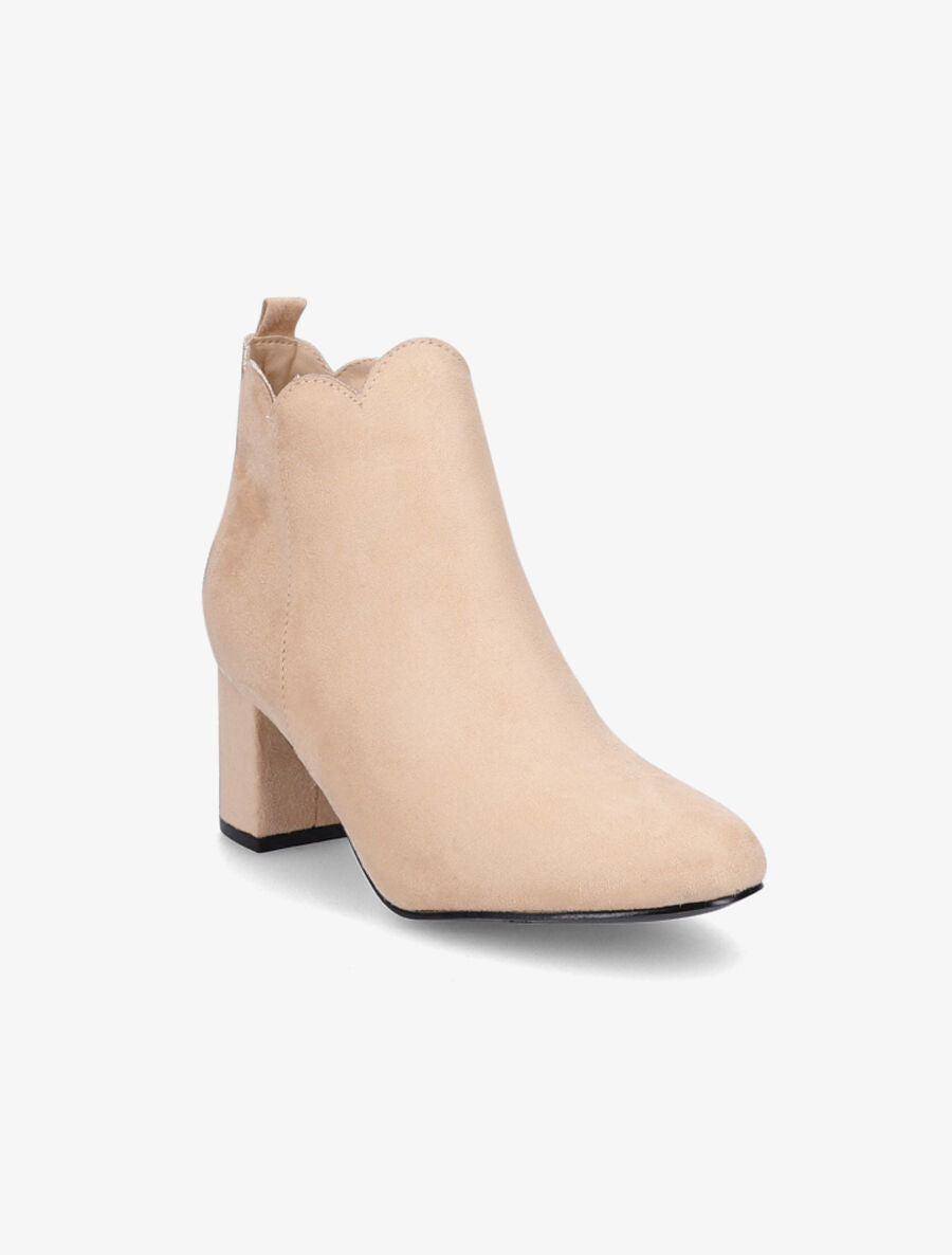 Bottines en suédine à chevilles ondulées - Beige - 2