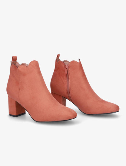 Bottines en suédine à chevilles ondulées - Vieux rose - 4