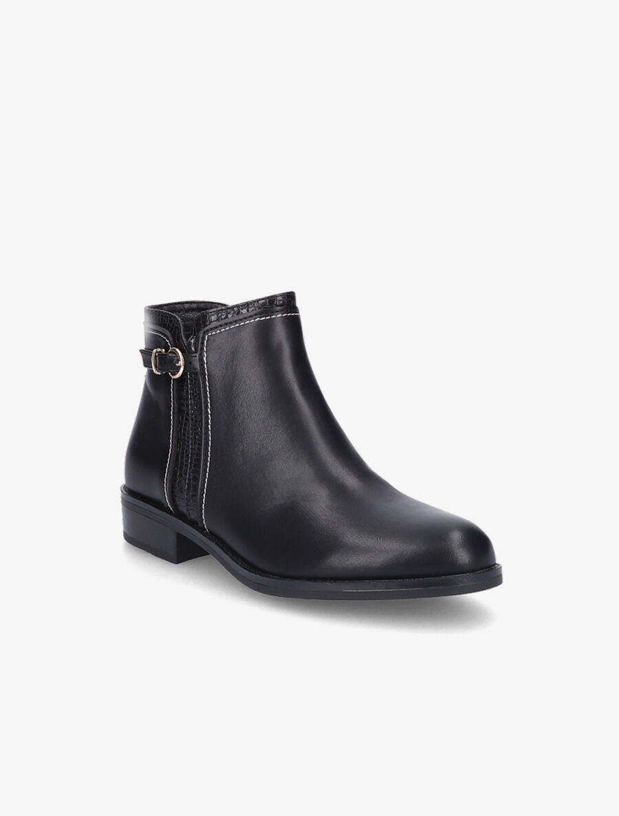 Bottines plates effet croco - Noir - 2