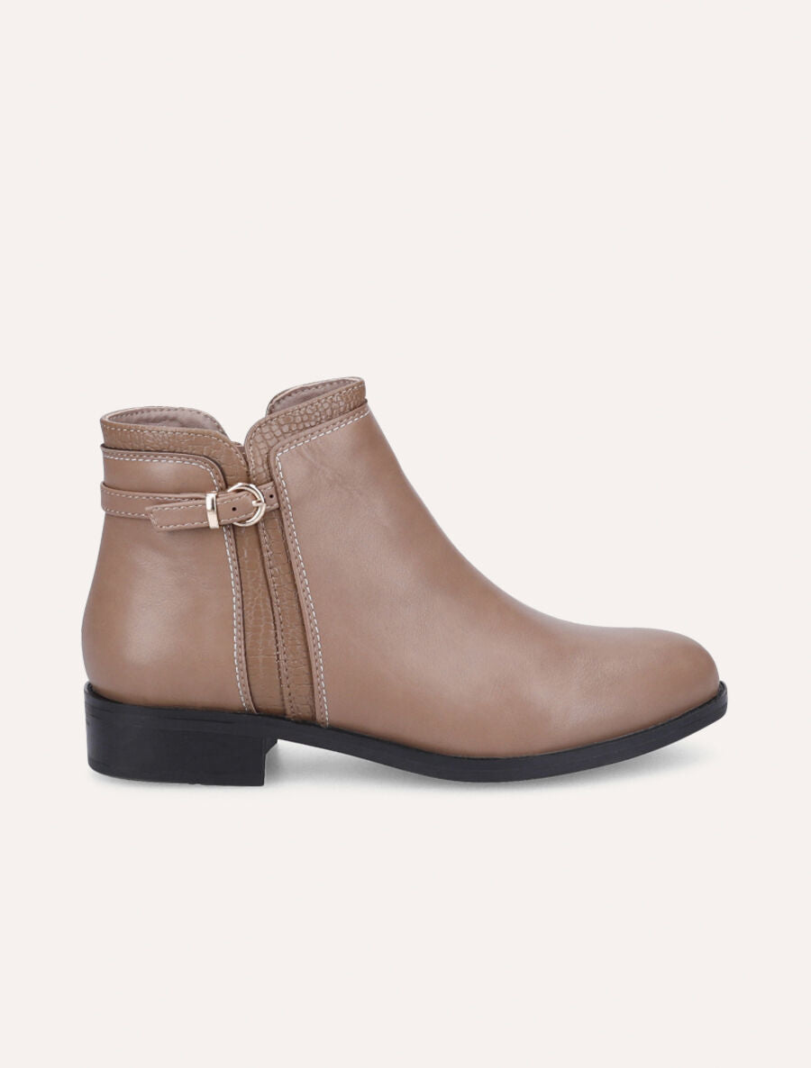 Bottines plates effet croco - Taupe - 5