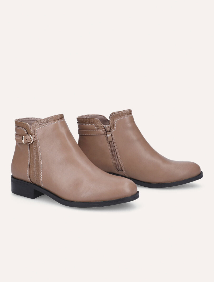 Bottines plates effet croco - Taupe - 4