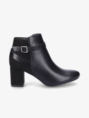 Bottines à talon bi-matière - Noir - 5