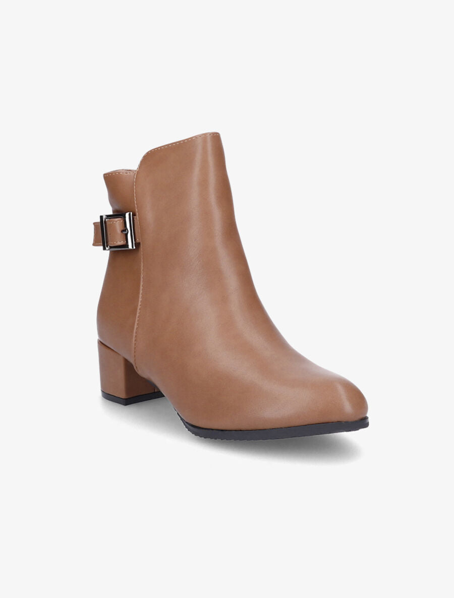 Bottines à talon et à boucle - Taupe - 2