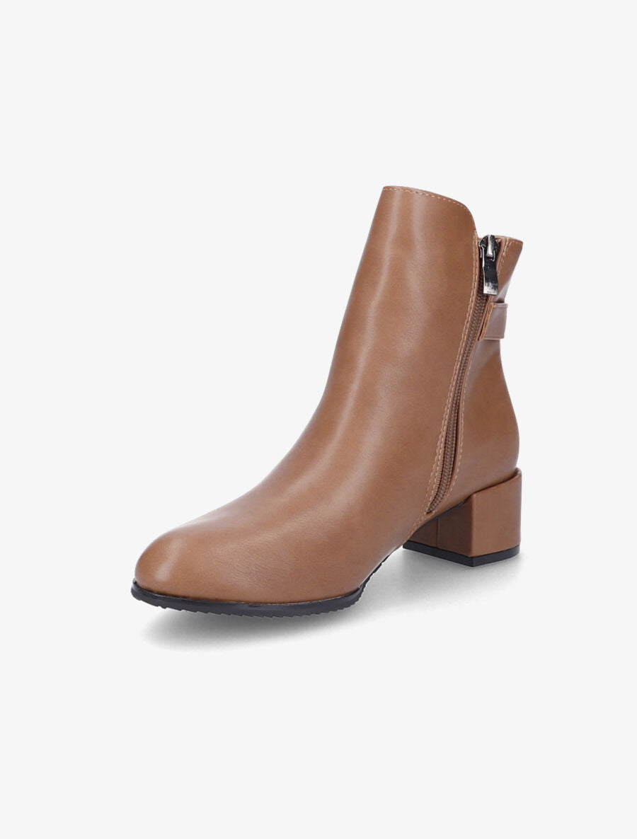 Bottines à talon et à boucle - Taupe - 3