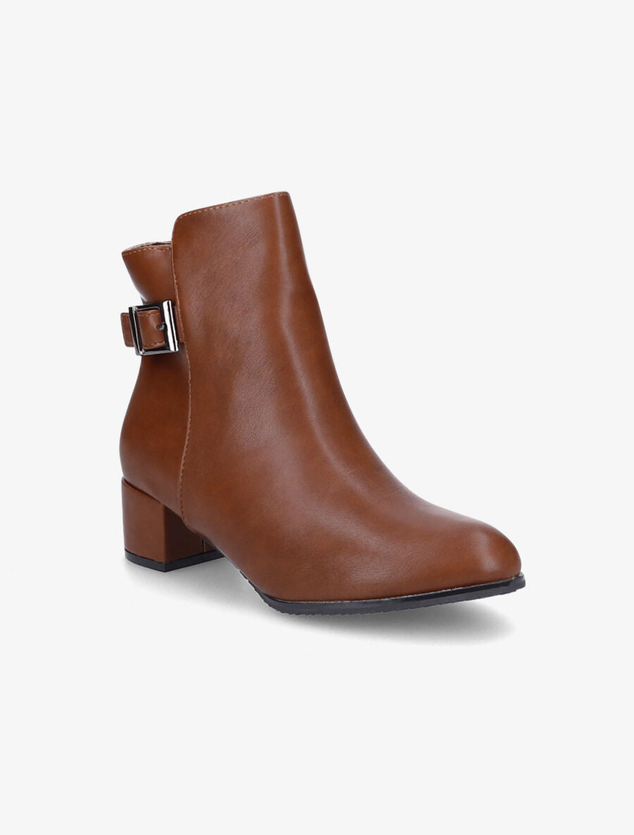 Bottines à talon et à boucle - Marron - 2