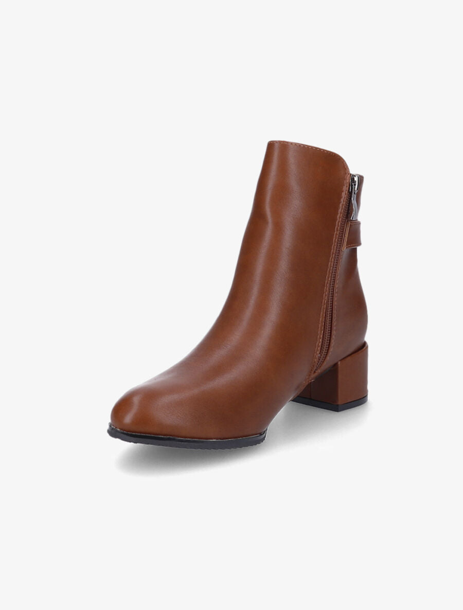 Bottines à talon et à boucle - Marron - 3