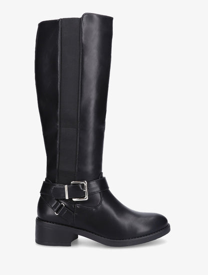 Bottes classiques élastiquées en simili - Noir - 5