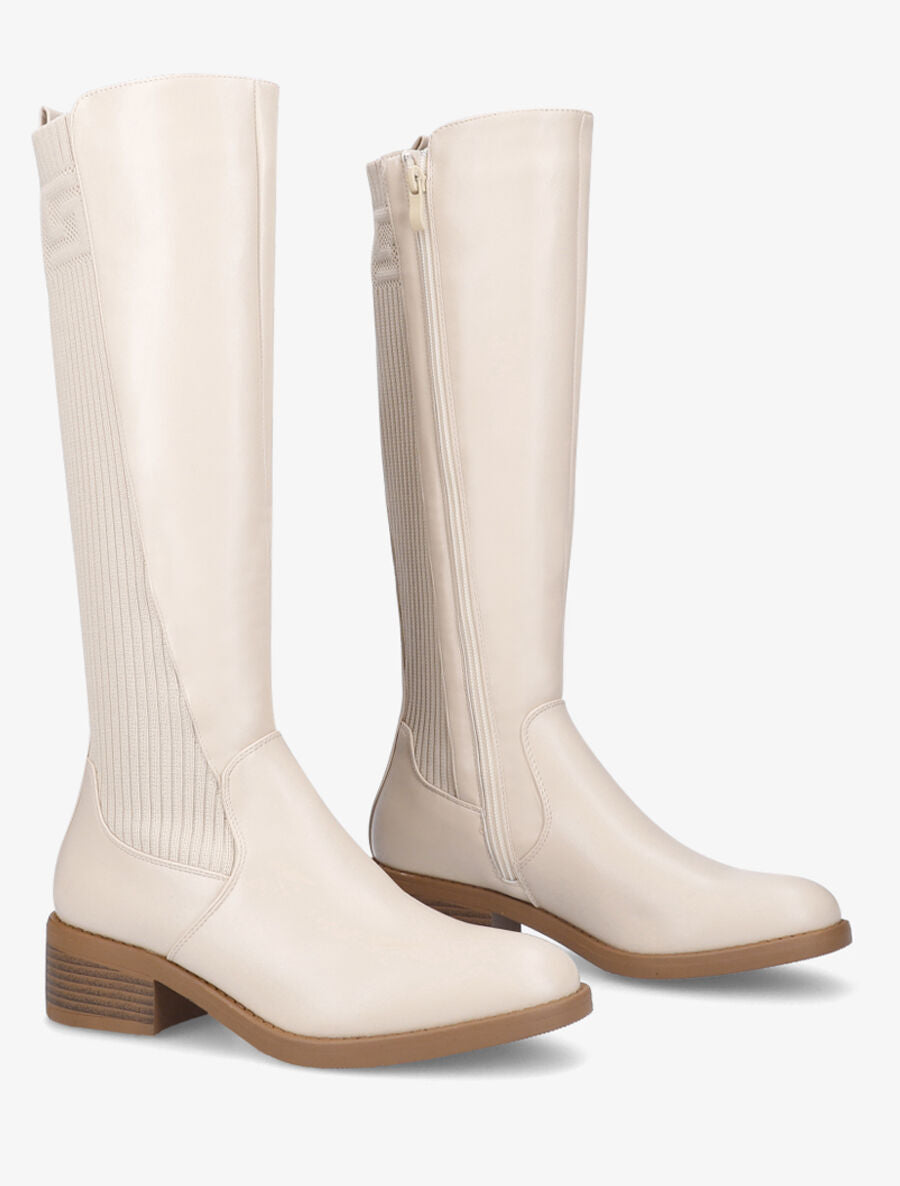 Bottes à contrefort en tissu - Beige - 4