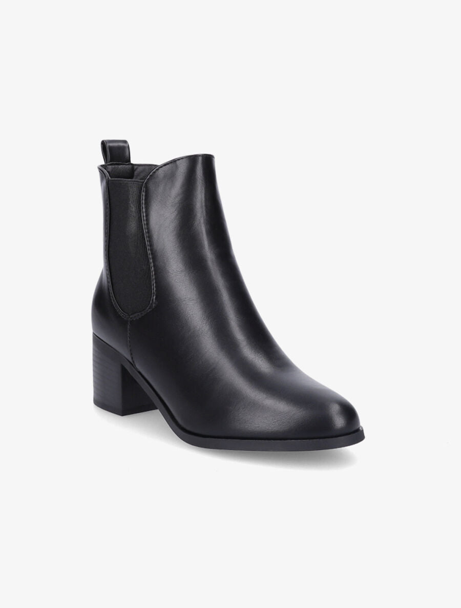 Bottines en simili à talon - Noir - 2
