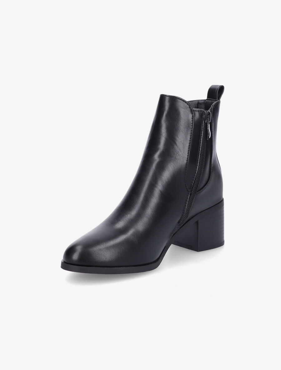 Bottines en simili à talon - Noir - 3